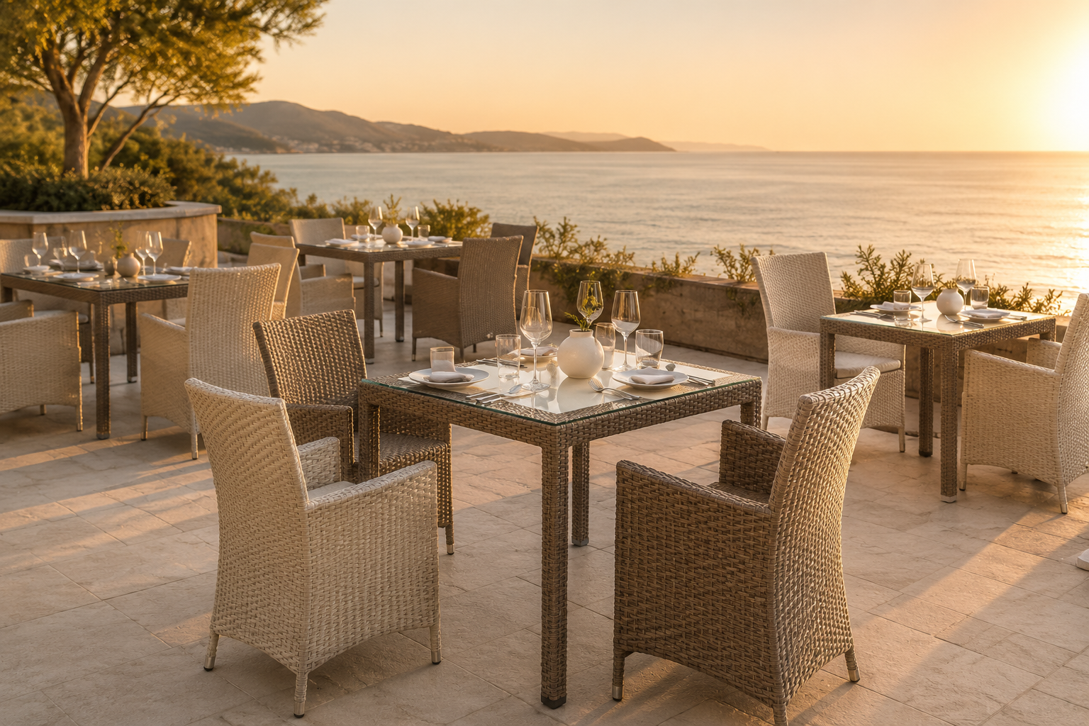 Bespoke Mirage outdoor furniture in a luxury hospitality setting